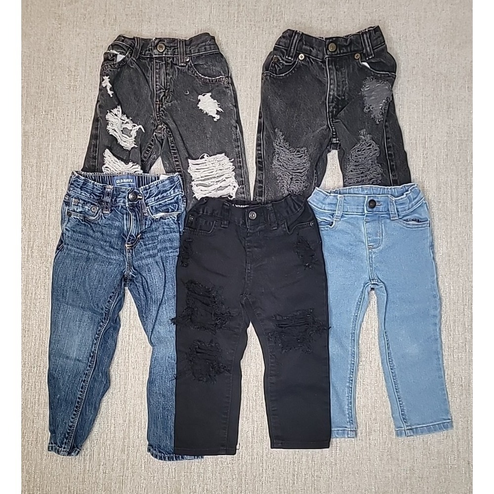 5 Pairs of Girls 2T Denim Jeans Black & Blue Old Navy Arizona Badge Childrens Pl - Picture 2 of 13